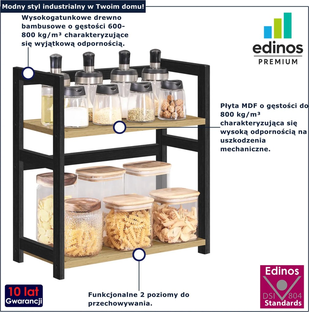 Dwupoziomowa półka kuchenna na przyprawy dąb artisan C5-G59