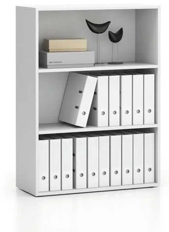 Regał biurowy niski SEGMENT, 2 półki, 840 x 350 x 1140 mm, biały