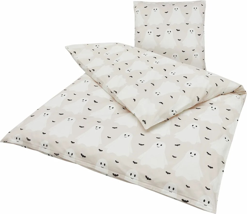 PrzytulneMieszkanie.pl PrzytulneMieszkanie.pl Pościel dziecięca z bawełny renforcé GHOSTIE beżowa Rozmiar pościeli: 80 x 80 cm | 135 x 200 cm