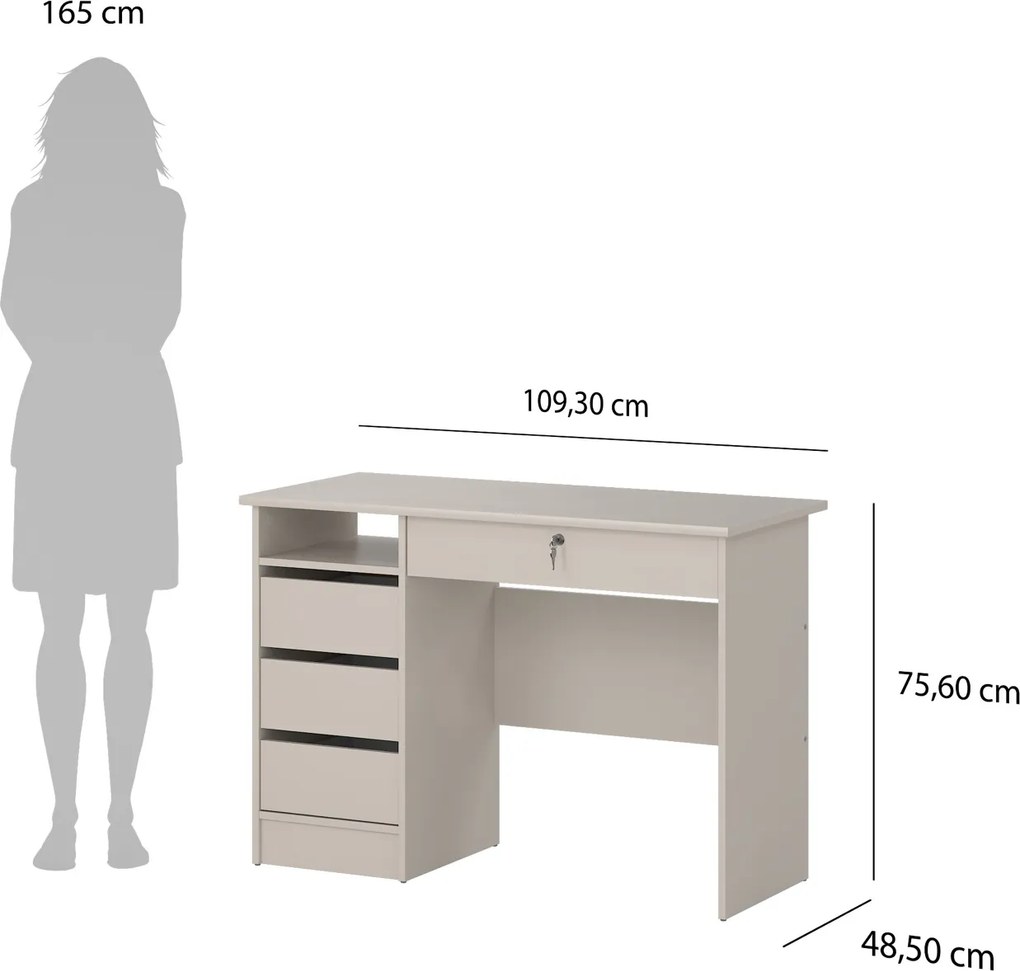Biurko Function Plus 110 z szufladą na klucz, kolor kaszmirowy