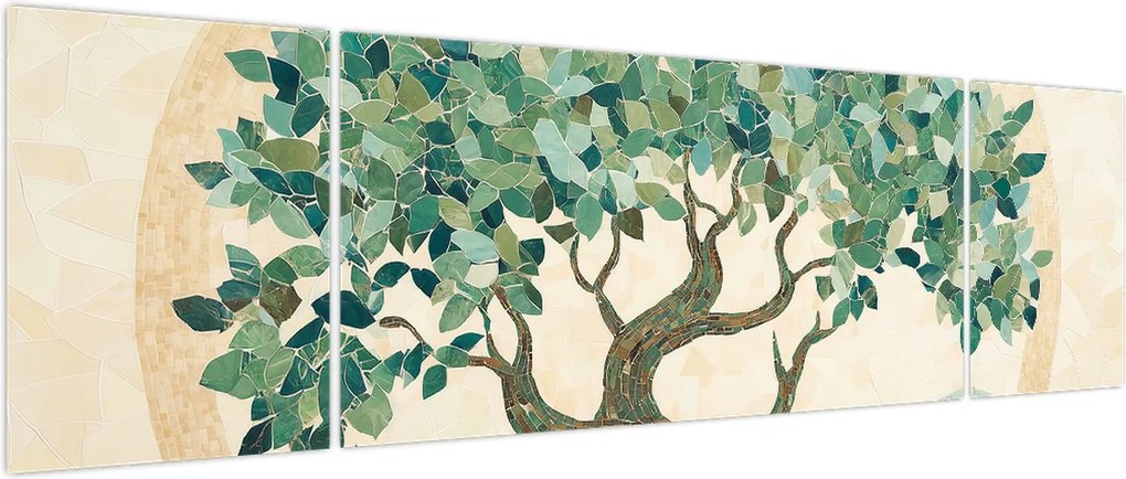 Obraz – Elegancka mozaika z drzewem (170x50 cm)