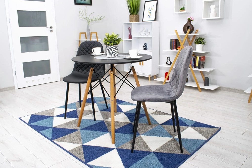 PROMOCJA Ciemnoszare aksamitowe krzesło ASTI z czarnymi nogami II. jakość