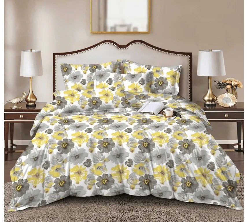 PrzytulneMieszkanie.pl PrzytulneMieszkanie.pl Pościel z mikrofibry FEONELLE żółto-szara Rozmiar pościeli: 70 x 90 cm | 140 x 200 cm