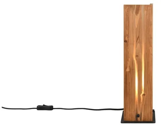 Czarno-naturalna lampa stołowa z drewnianym kloszem (wysokość 40 cm) Karuni – Trio