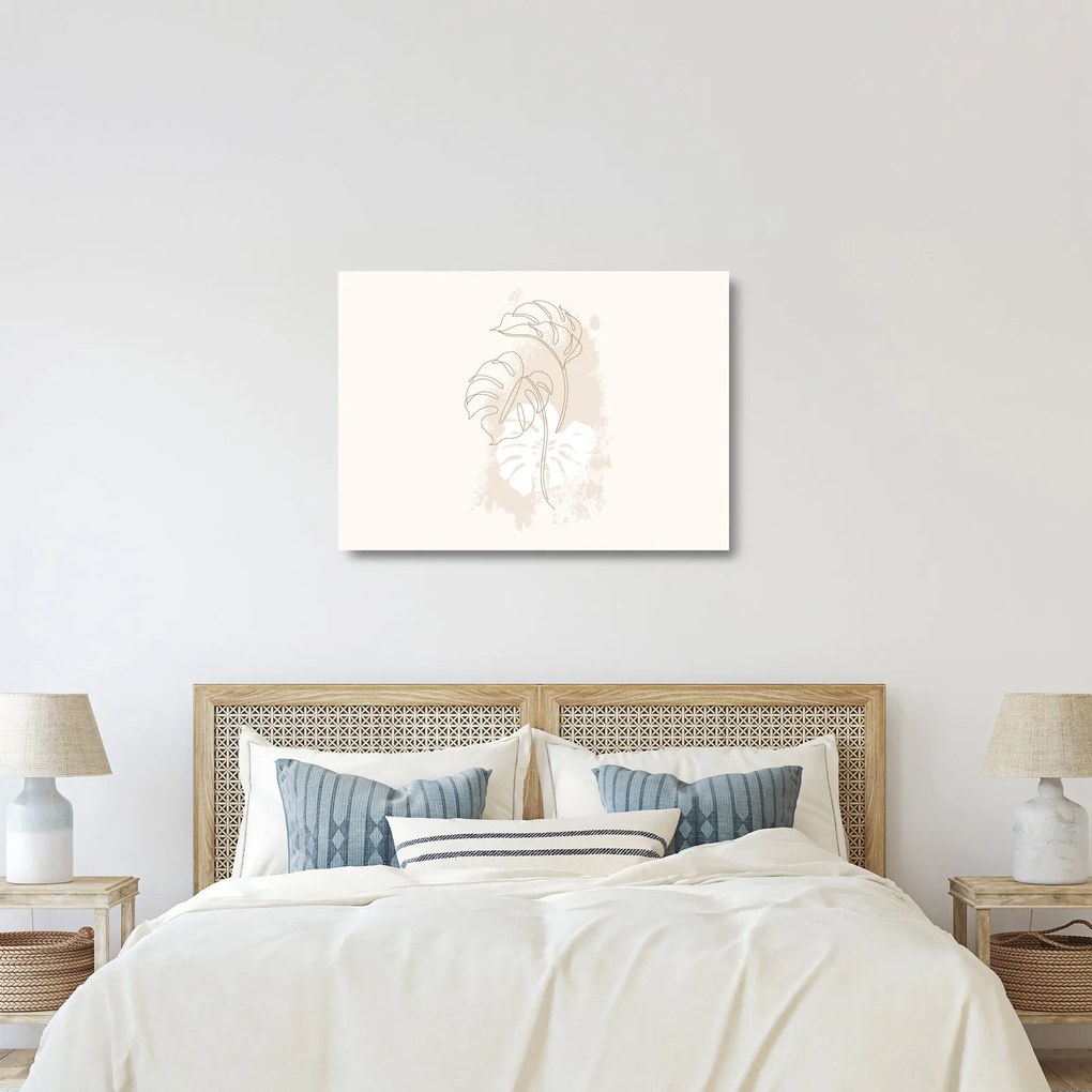 Obraz na szkle - Line art monstera N⁰1 (70x50 cm)