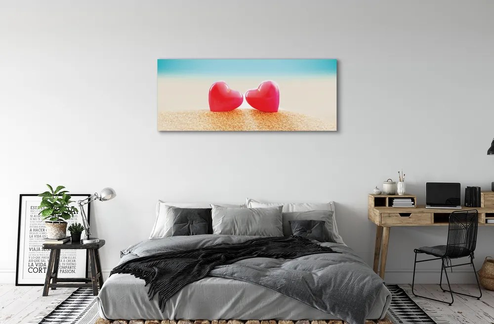 Obraz drukowany na płótnie Serca nad Morską Falą