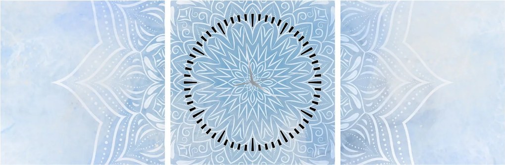 Obraz - Zimowa mandala (z zegarem) (90x30 cm)