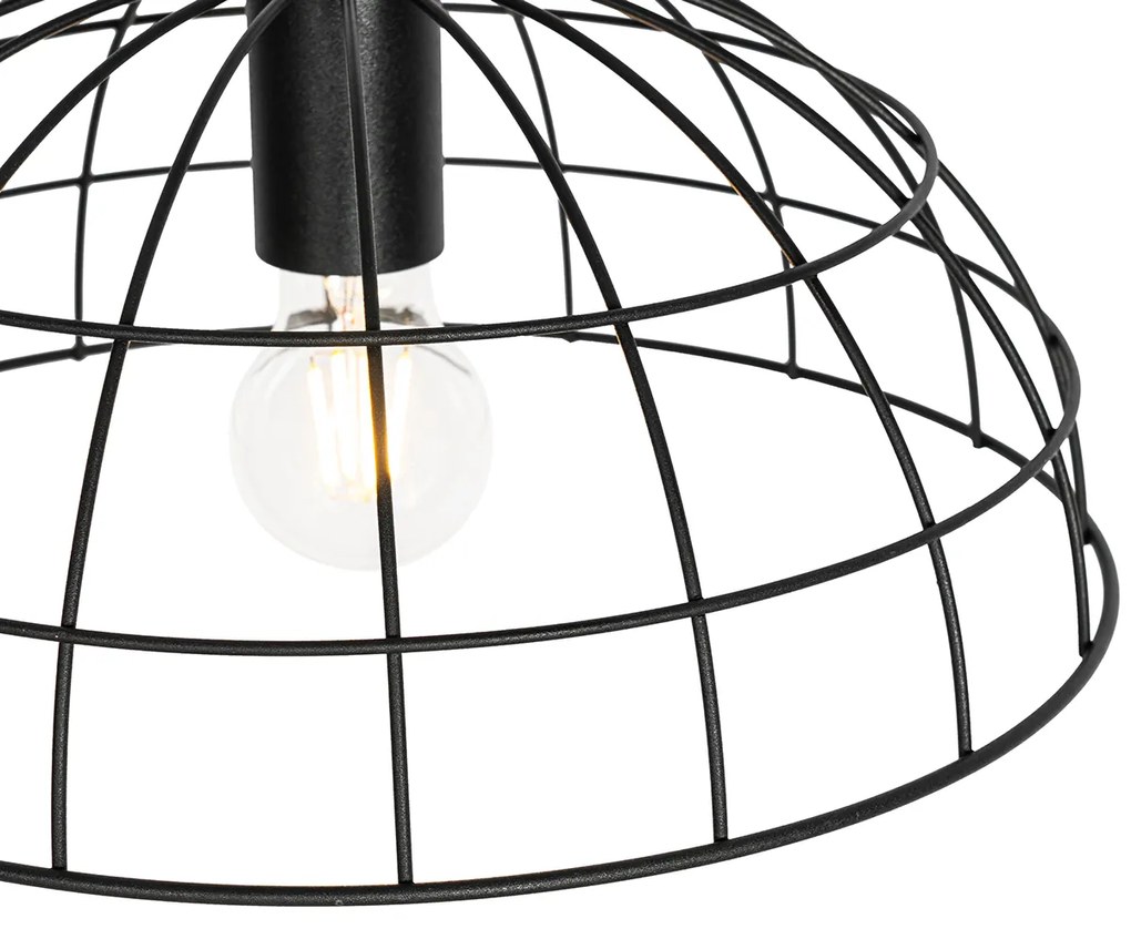 Industrialna lampa wisząca czarna 2-światłowa - HanzePrzemysłowy Oswietlenie wewnetrzne