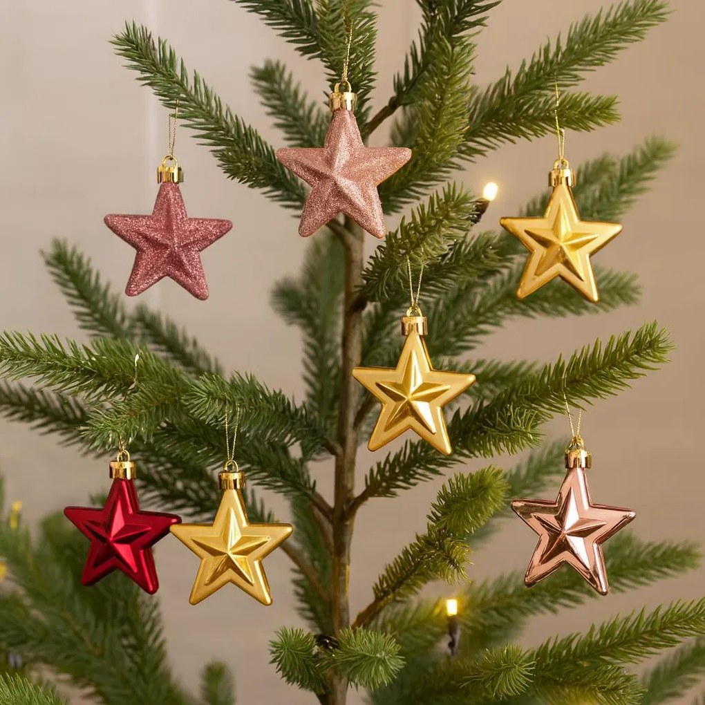 Ozdoby choinkowe, gwiazdki z tworzywa sztucznego, 6 szt.