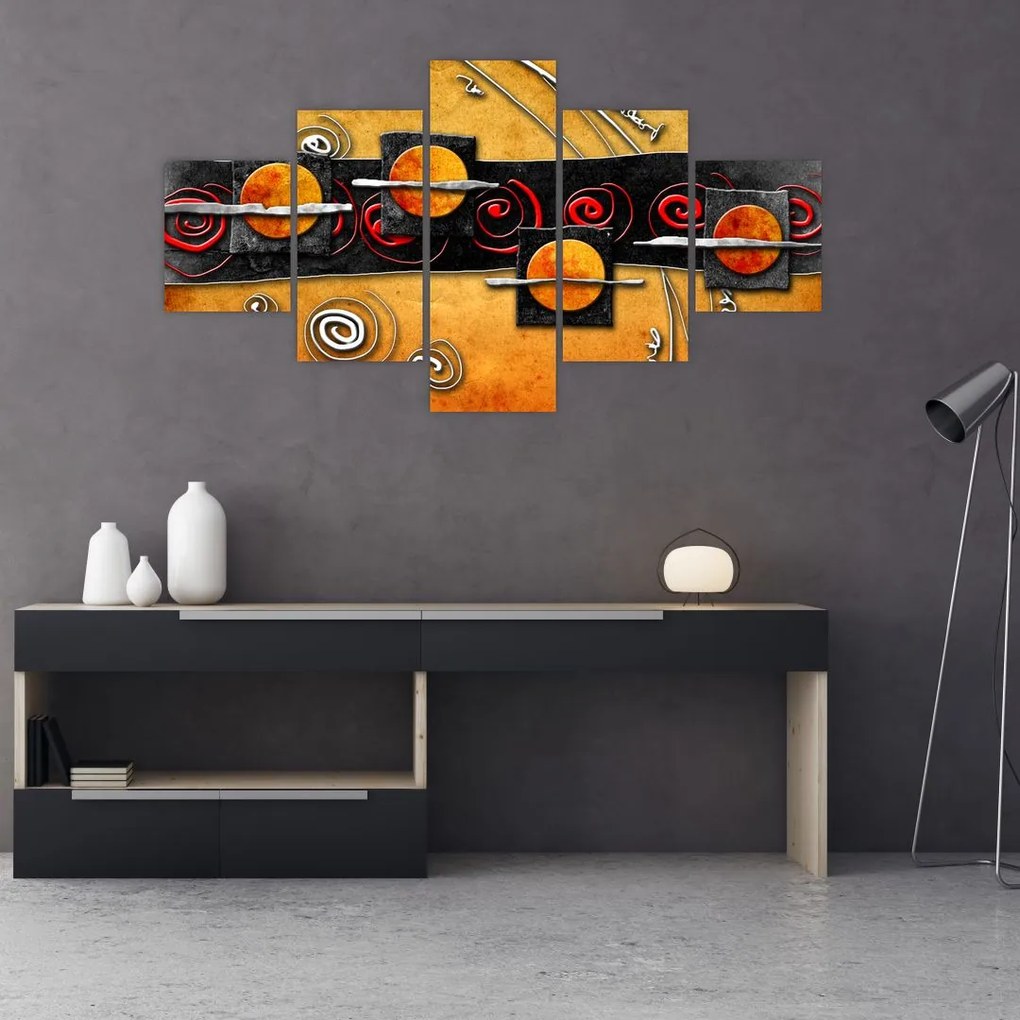 Abstrakcyjny obraz - Planety (125x70 cm)