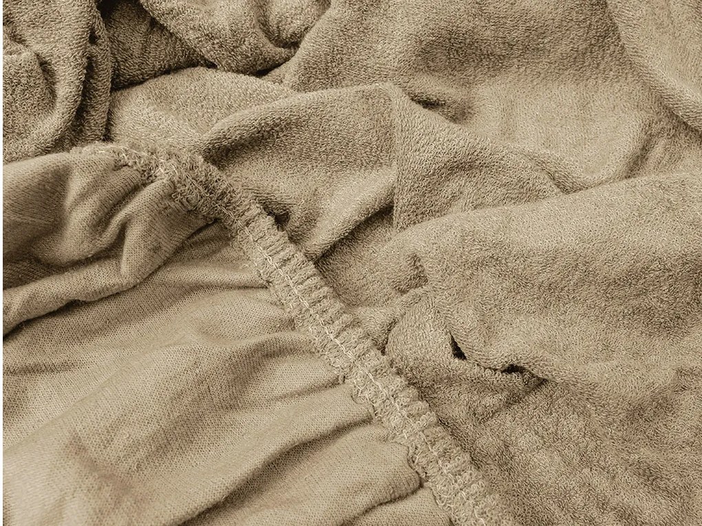 PrzytulneMieszkanie.pl Prześcieradło Frotte EXCLUSIVE beżowe 180 x 200 cm
