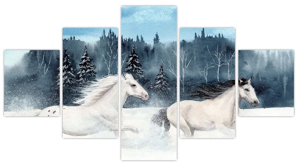 Obraz malowanych koni (125x70 cm)