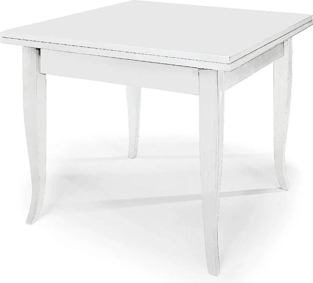 Biały drewniany rozkładany stół 90x90 - 180x90 cm - SANTA CROCE