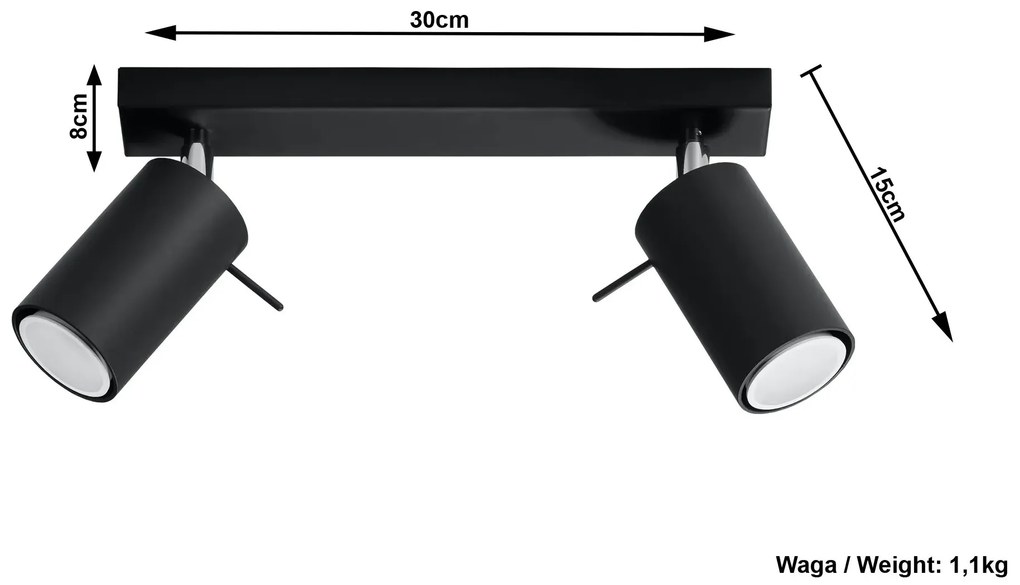 Halogenowy plafon LED czarny H6-W81