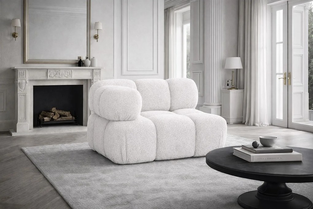 Moduł narożny, róg, do systemu modułowego, tkanina bukla Abriamo, Ecru, Selia