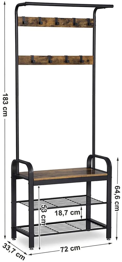 Industrialny Wieszak Do Przedpokoju Rustykalny Brąz B5-L45