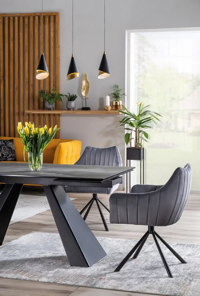STÓŁ SALVADORE CERAMIC SZARY ANTHRACITE / CZARNY MAT (180-260)X90 SIGNAL