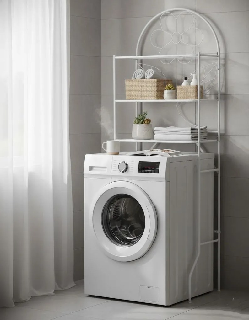 Biały dekoracyjny regał do łazienki S2-L36