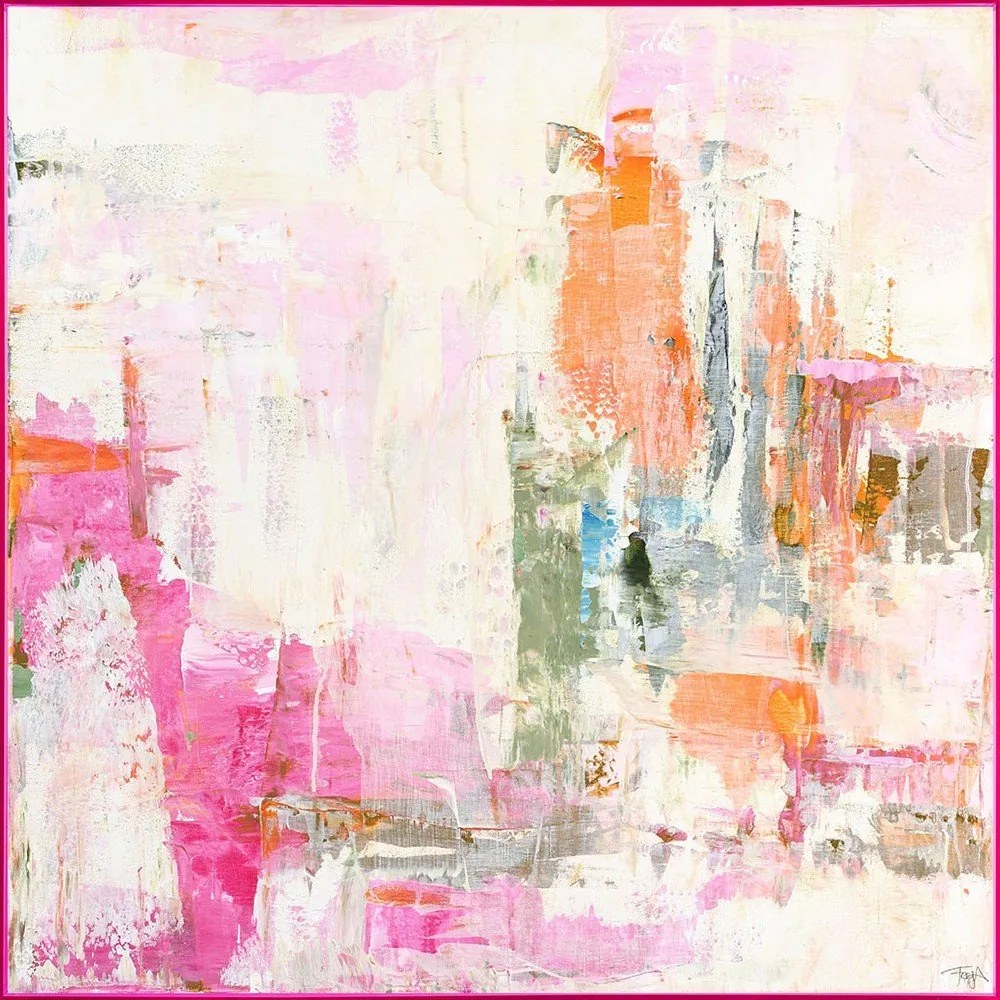 Obraz drukowany z ręcznie malowanymi elementami na płótnie z ramą w zestawie 102x102 cm New Age Pink – Malerifabrikken