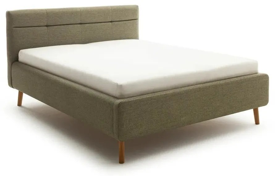 Zielone tapicerowane łóżko dwuosobowe ze schowkiem ze stelażem 180x200 cm Lotte – Meise Möbel