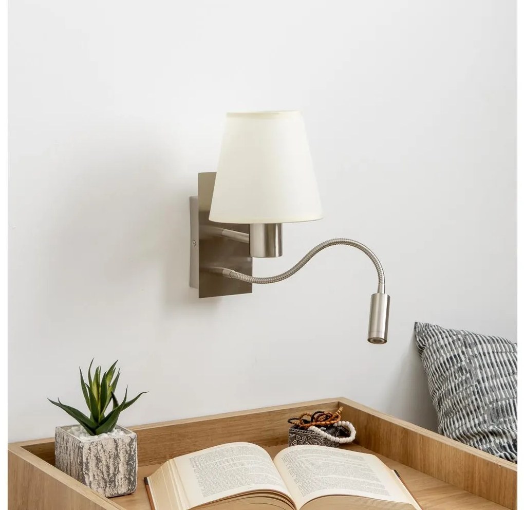 Brilagi -LED Elastyczny kinkiet NUBILA 1xE27/25W/230V+LED/3W matowy chrom/kremowy