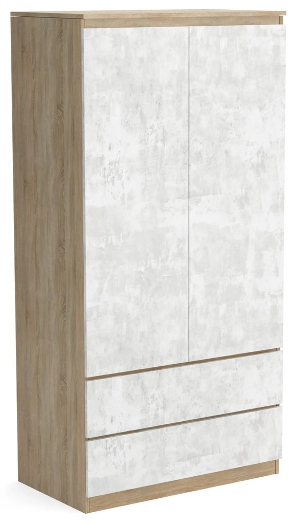 Szafa 90cm Garderoba z 2 szufladami i wieszakiem LUNA Dąb Sonoma/Beton