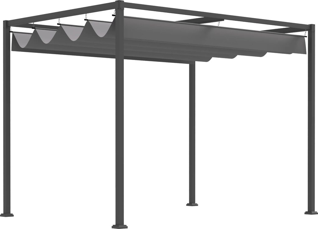 Nowoczesna Pergola Metalowa 3x2m z Dachem Przeciwsłonecznym - Pergola Szara 298x213cm, Idealna Ochrona dla Ogrodu i Tarasu | Aosom PL