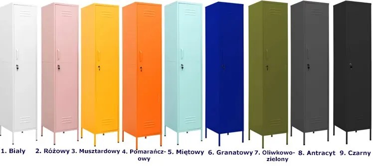 Stalowa różowa szafa zamykana na klucz M2-E61