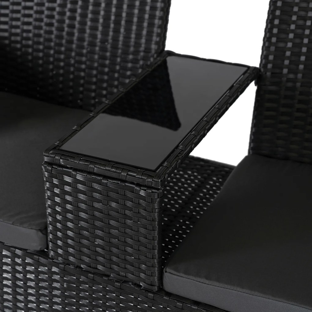 Sofa Ogrodowa Dwuosobowa ze Stolikiem KENT Technorattan Czarna
