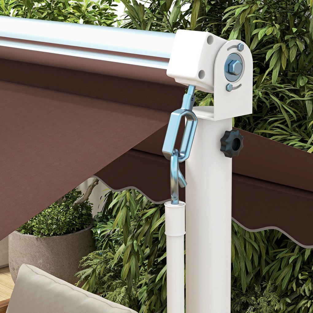 Outsunny Wolnostojąca Markiza 4,5x3,4m, regulacja kąta, korbka, konstrukcja metalowa, Kawa