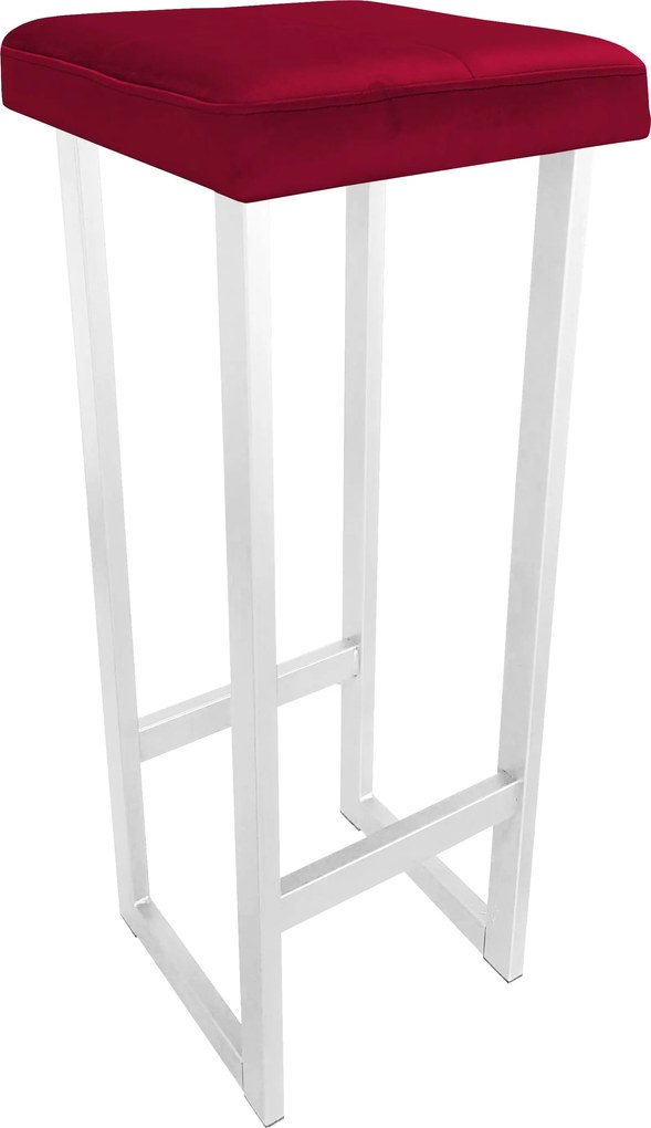 Hoker ALEX krzesło barowe tkanina Welur podstawa metalowa : Kolor Stelaża - Biały, Kolor tkaniny - VELVET - MG31, Wysokość - 90 cm