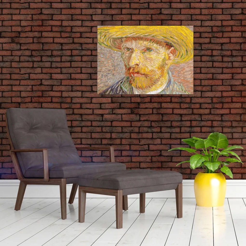 Obraz - Vincent van Gogh, Self-Portrait with a Straw Hat (The Potato Peeler), reprodukcje (70x50 cm)