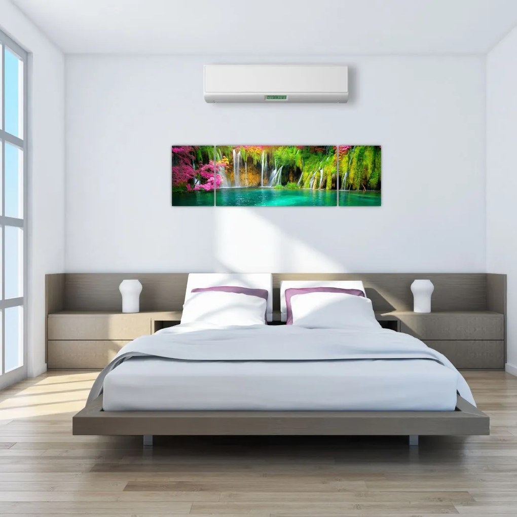 Obraz - Wodospad, Jeziora Plitwickie, Chorwacja (170x50 cm)