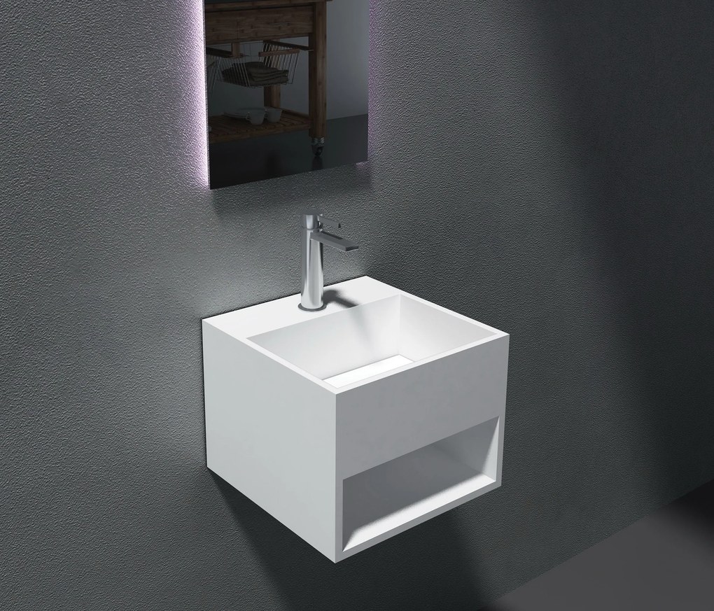 Umywalka ścienna PB2035 z odlewu mineralnegoBiały mat - 32,5 x 32,5 x 25 cm