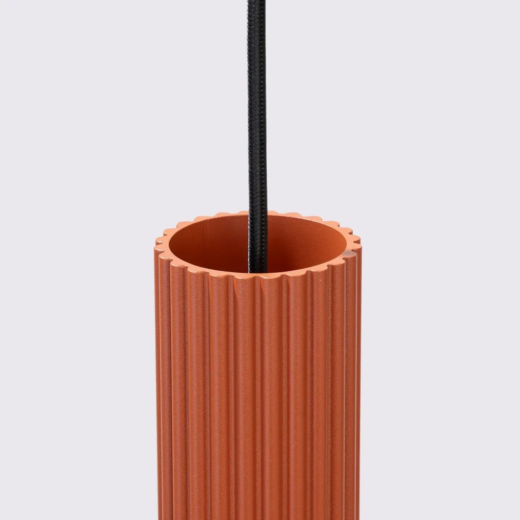 Lampa wisząca KARBON 3L ochra czerwona ryflowana SOLLUX LIGHTING