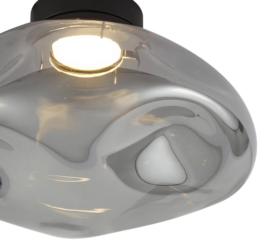 Designerska lampa sufitowa czarna z przydymionym szkłem - GemmaDesignerski Oswietlenie wewnetrzne