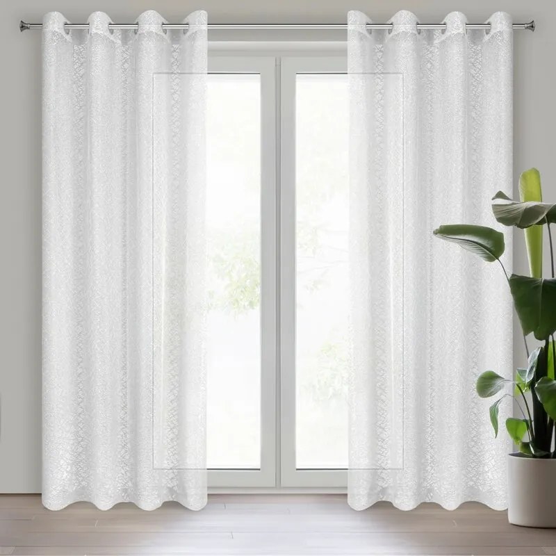 Firana gotowa na przelotkach pajęcza sieć biała ażurowa 140x250 cm