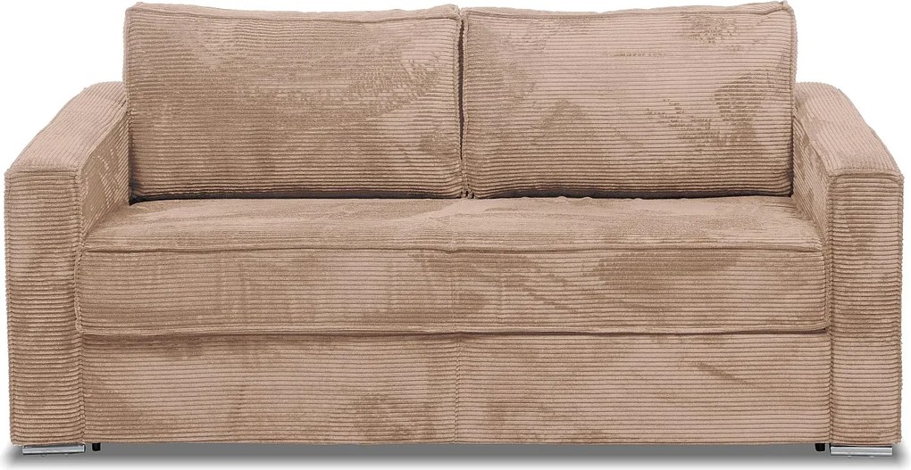 Kanapa 4-osobowa rozkładana typu express ze sztruksu taupe - Miejsce do spania 160 cm - Materac 18 cm - LORETO