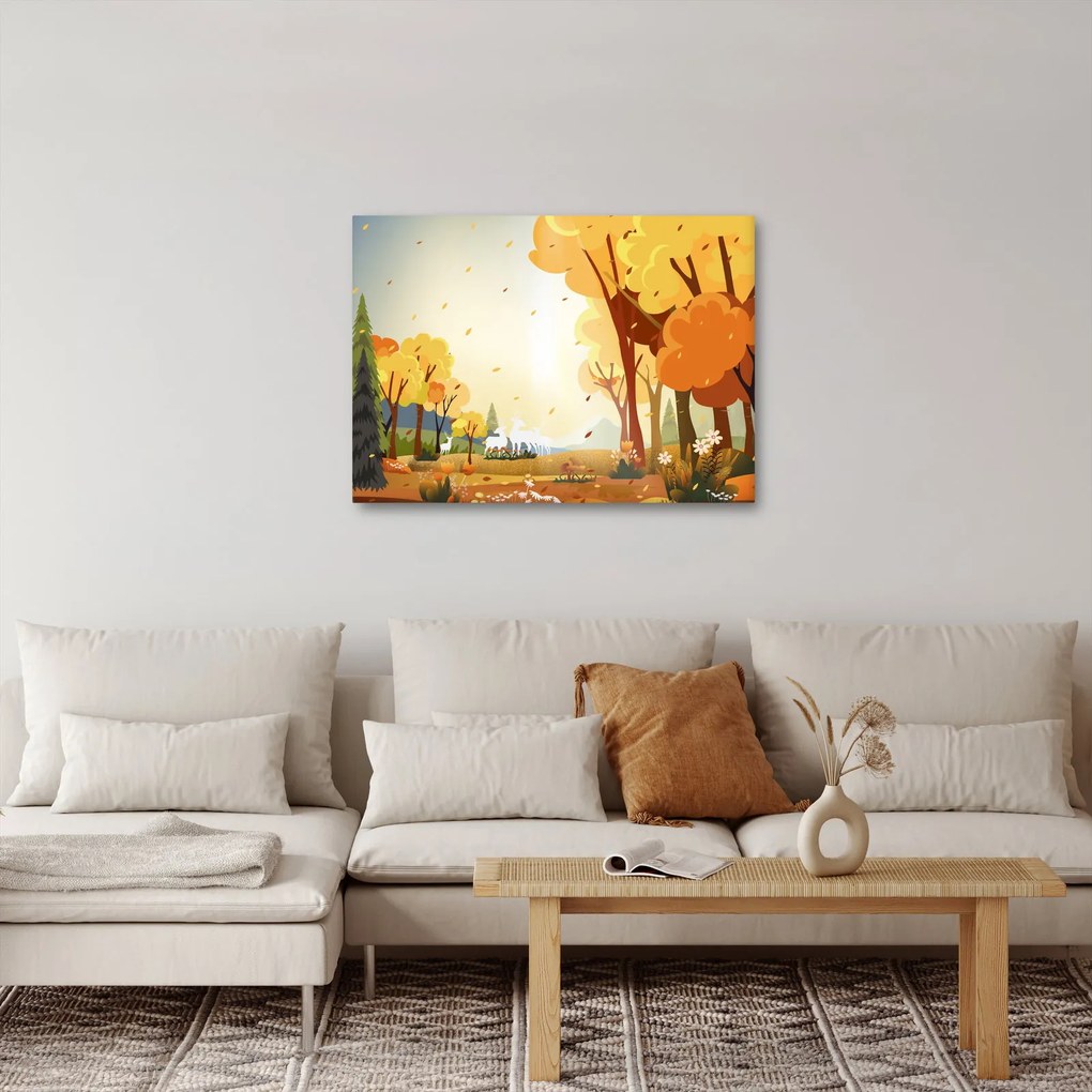 Obraz - Jesienny krajobraz, ilustracja (70x50 cm)