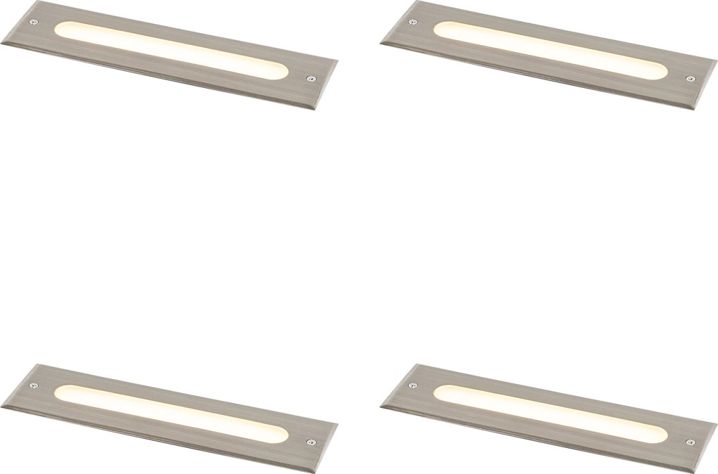 Zestaw 4 nowoczesnych reflektorów gruntowych stalowych 30 cm z LED IP65 - Eline