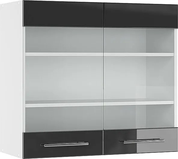 Szklana szafka kuchenna antracyt wysoki połysk 80x34.1x72 fame-line