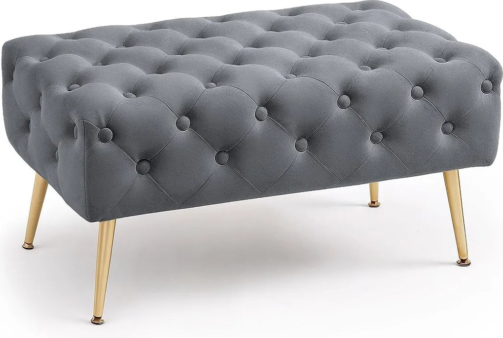 Ławka tapicerowana welurowa pikowana 80 cm MADRID Grafit