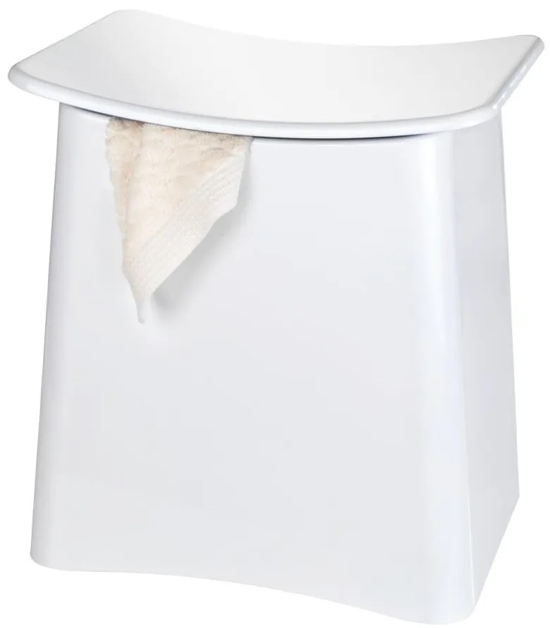 Biały taboret ze schowkiem Wenko Wing, 33 l