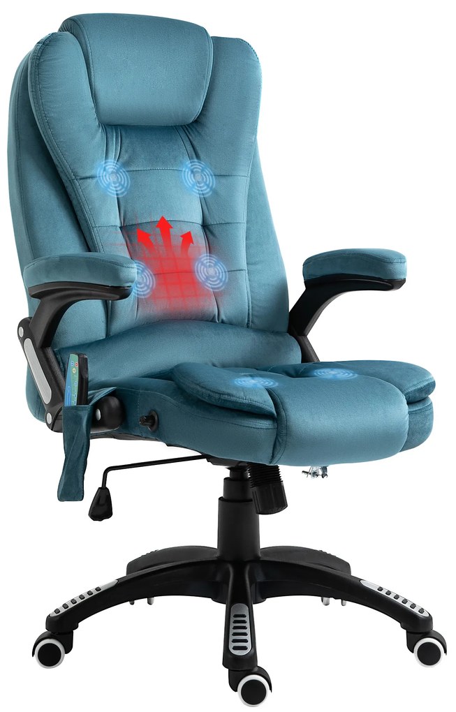 Vinsetto Fotel z masażerem fotel biurowy fotel do gier krzesło obrotowe Maksymalne obciążenie 120kg kolor niebieski | Aosom PL