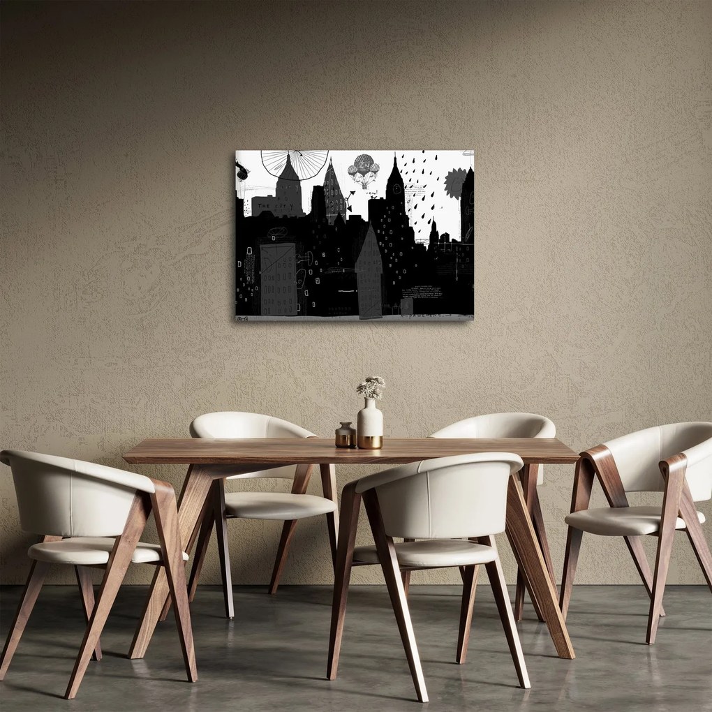 Obraz - Miasto z napisami i wzorami (70x50 cm)