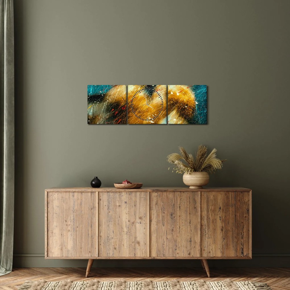 Obraz - Całujące się anioły (z zegarem) (90x30 cm)