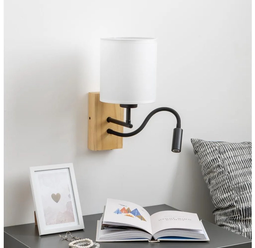 Brilagi - LED Kinkiet NUBILA WOOD 1xE27/25W/230V + LED/3W dąb/biały