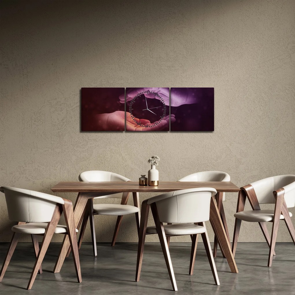 Obraz dłoni (z zegarem) (90x30 cm)