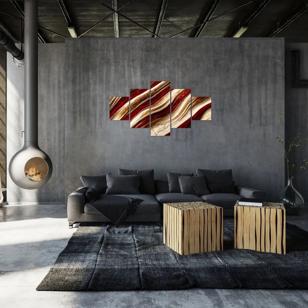 Obraz - Złoto - biała tekstura (125x70 cm)