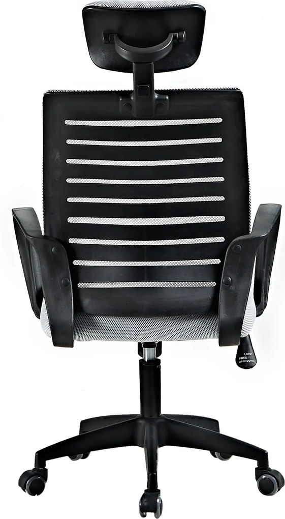 Fotel biurowy z oparciem z siatki Solar, kolor szary